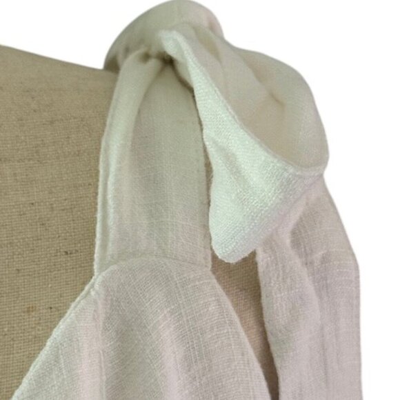 ASOS Design NWT Women's Linen Blend Mini Swing Tie Straps White Sundress Size 12 - Picture 6 of 16